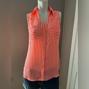Express Portofino Pinstriped Sleevless Blouse